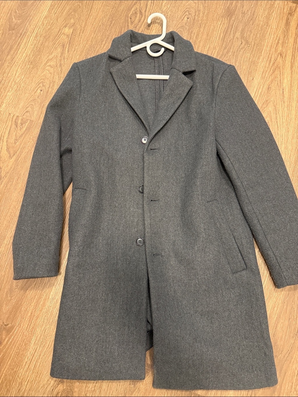 Men's H&M Charcoal Gray Single-Breasted Wool Coat